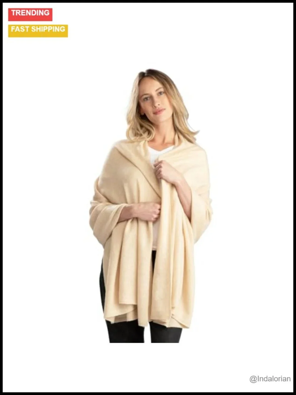 100% Cashmere Travel Wrap Shawl Scarf Lightweight Oversized Grade A